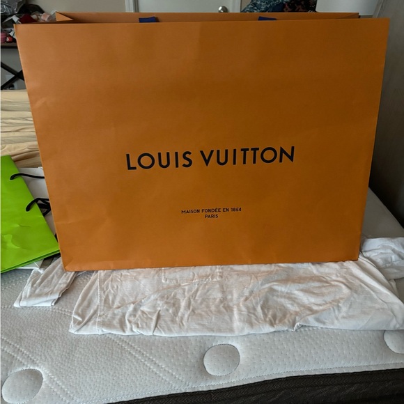 Louis Vuitton Orange Bag with Blue Handles X large